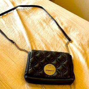 Black Kate Spade cross body bag with gold chain